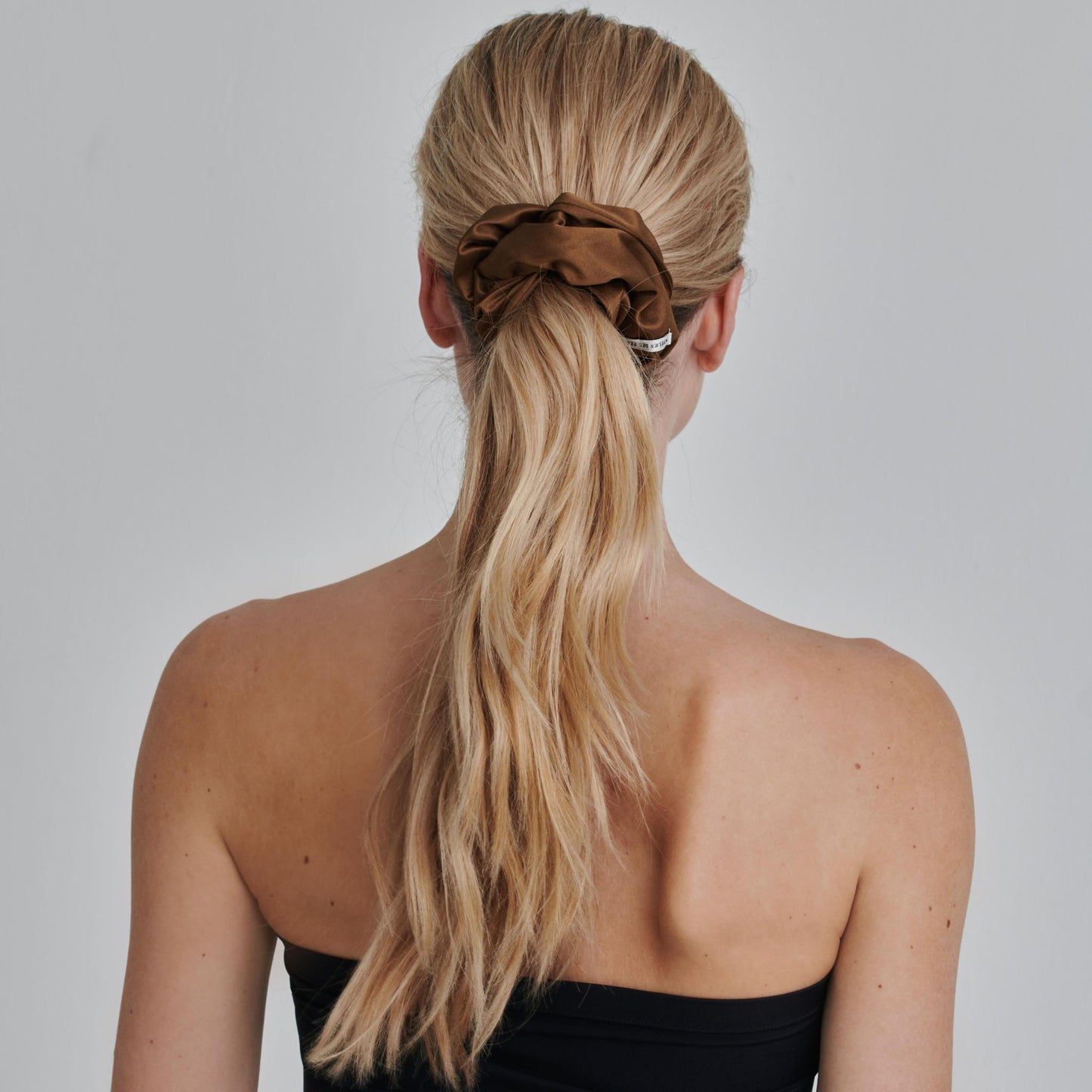 Brown Satin Scrunchie Edith